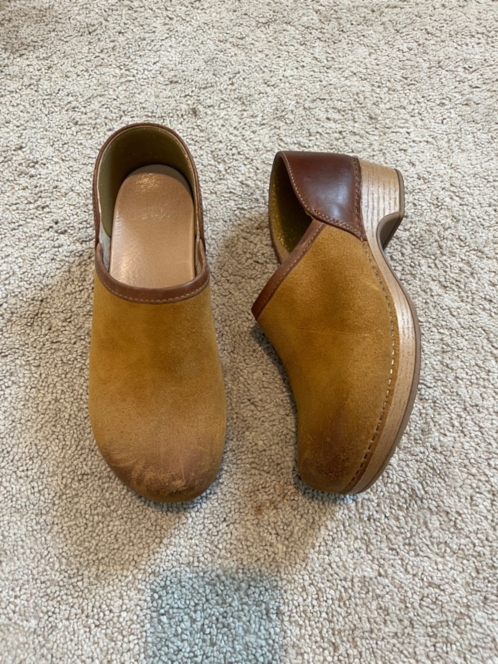 Dansko Leather & Suede Brown Clogs